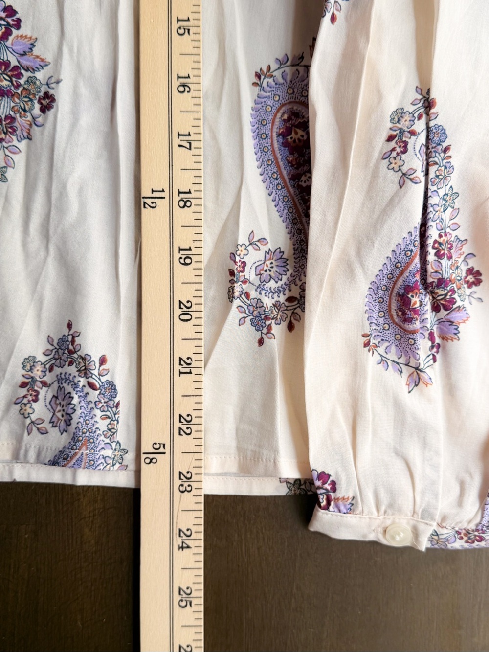 LOFT NWT Paisley Print Ruffle Collar Blouse Cream Purple Floral Size S Feminine - Picture 6 of 7